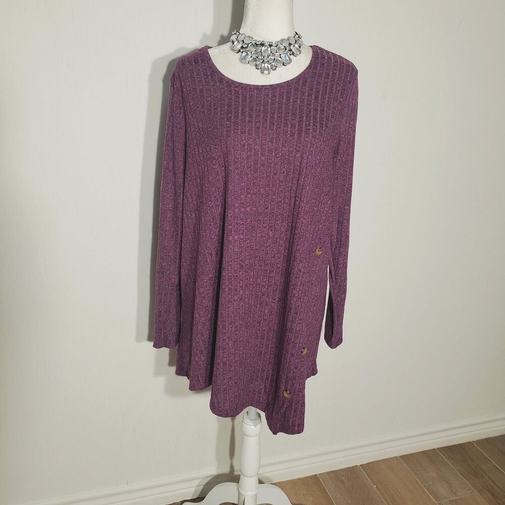 AVENUE TUNIC PURPLE LONG SLEEVE POLY/ELASTANE SIZE 18
